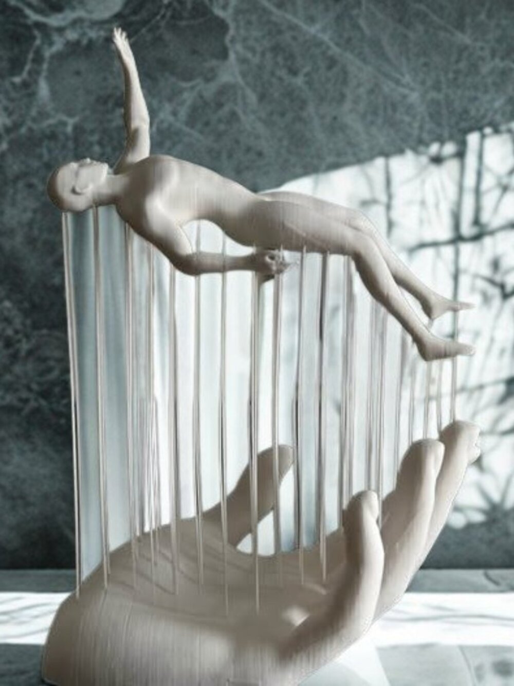 Floating Human Sculpture Surreal Hand Statue Abstract Modern Art Decor